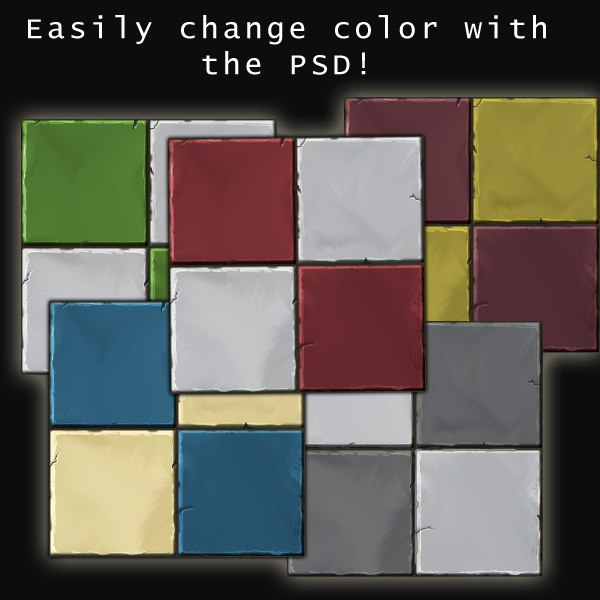 Checker Stone Tile Handpainted